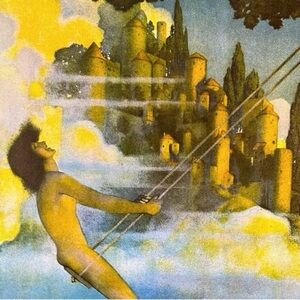 DINKY BIRD Original Vintage Print Poster Maxfield Parrish Fine Art Deco Nouveau